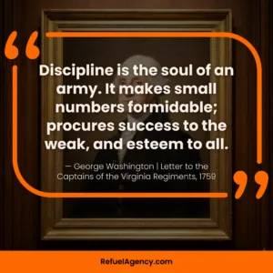 George Washington and Dwight Eisenhower portraits with text overlay "Strategic Military Leadership Quotes for Business"